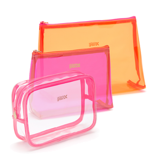 3 Piece Clear Makeup Bag Set
