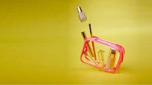clear makeup bag and clear toiletry bag