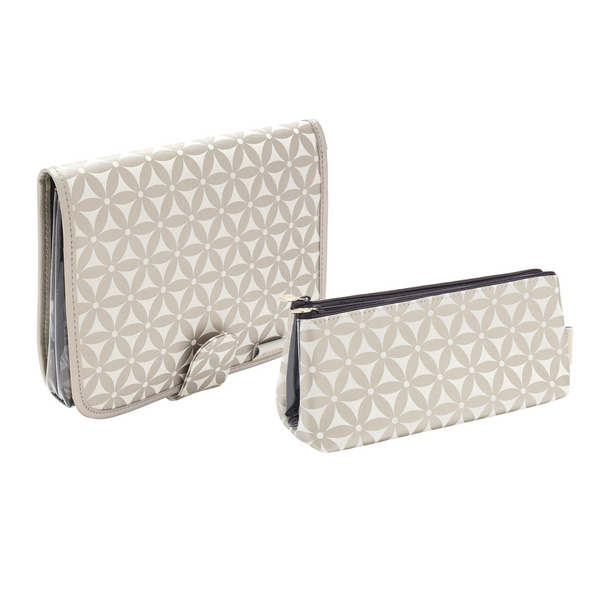 'Kate' Hanging Beauty Bag + 'Lauren' Folding Makeup Bag Gift Set in Starflower Gold