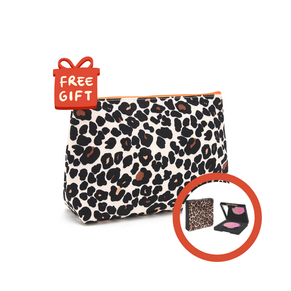 'Mia' Large Makeup Bag in Leopard Tan