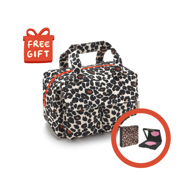'Iris' Carry All Wash Bag in Leopard Tan