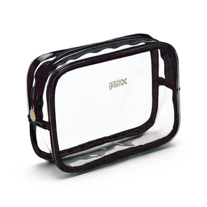 'Emma' 3 in 1 Hanging Wash Bag in Black + Small Clear Beauty Kit Case Set