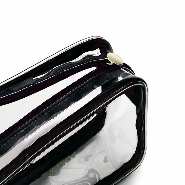 Clear Beauty Kit Case Set - Pink & Black