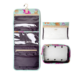 'Emma' 3-in-1 Hanging Wash Bag in Flowing Floral