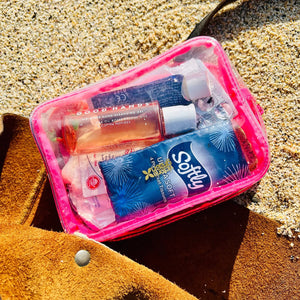 Clear Beauty Kit Case Set - Pink & Black
