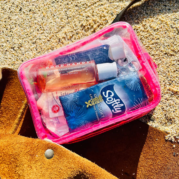Clear Beauty Kit Case Set - Pink & Black