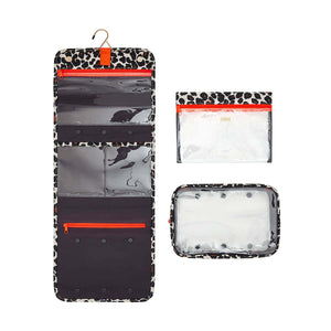 hanging wash bag with detachable makeup bag and toilet bag
