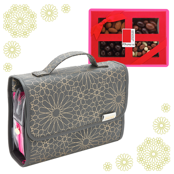 'Emma' in Mandala Charcoal with Farhi Luxury Chocolate Fruit & Nut Selection
