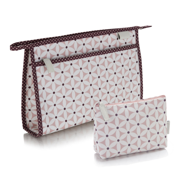 'Starflower' Classic Wash Bag and Small Makeup Bag Set - Blush