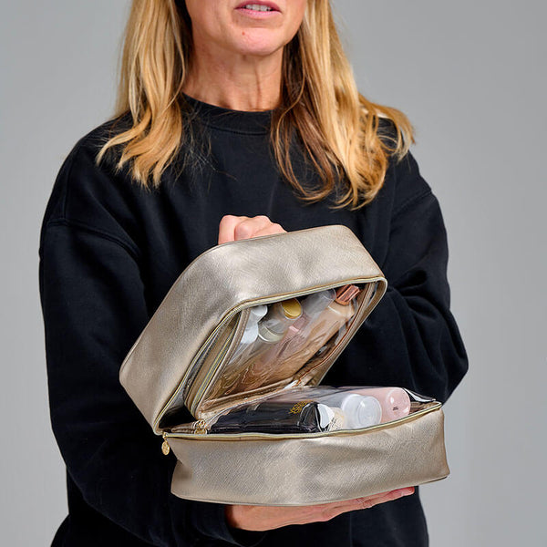 'Reese' Folding Vanity Case in Gold