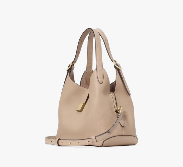 Kate Spade Deco Medium Leather Cross-Body Tote Bag | Timeless Taupe