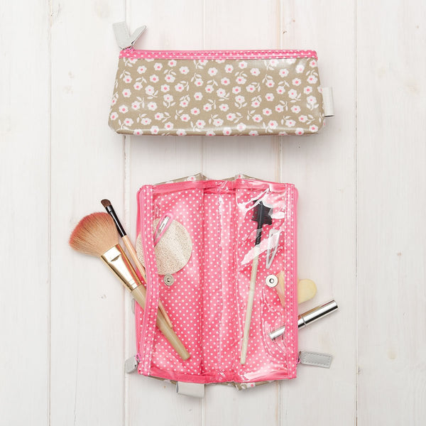 'Daisy' Carry All Wash Bag + Folding Makeup Bag Set in Sage