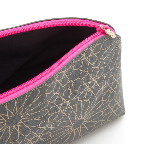 large makeup bag interior in charcoal mandala