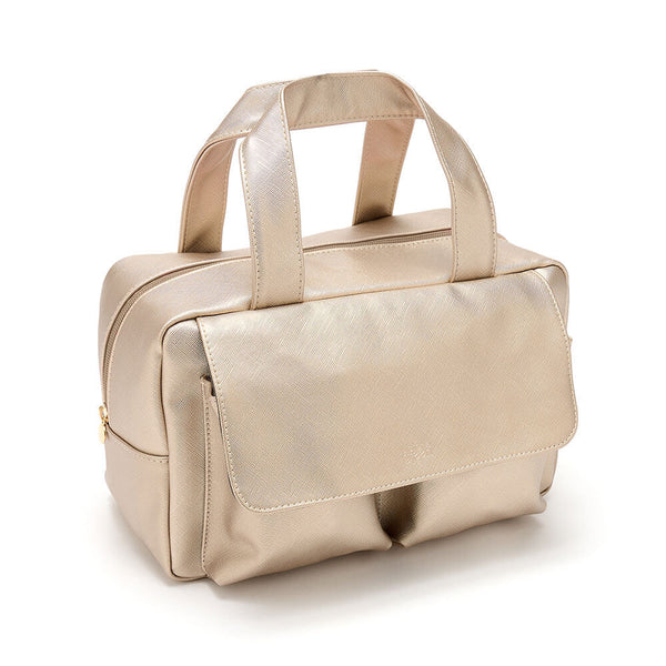 Large wash bag in gold recycled materials