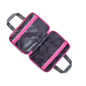 folding wash bag interior in mandala charcoal