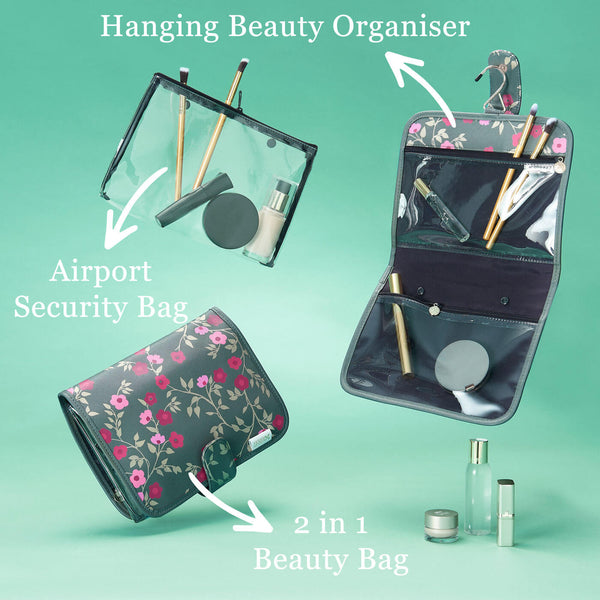 'Kate' Hanging Beauty Bag in Leopard Jade