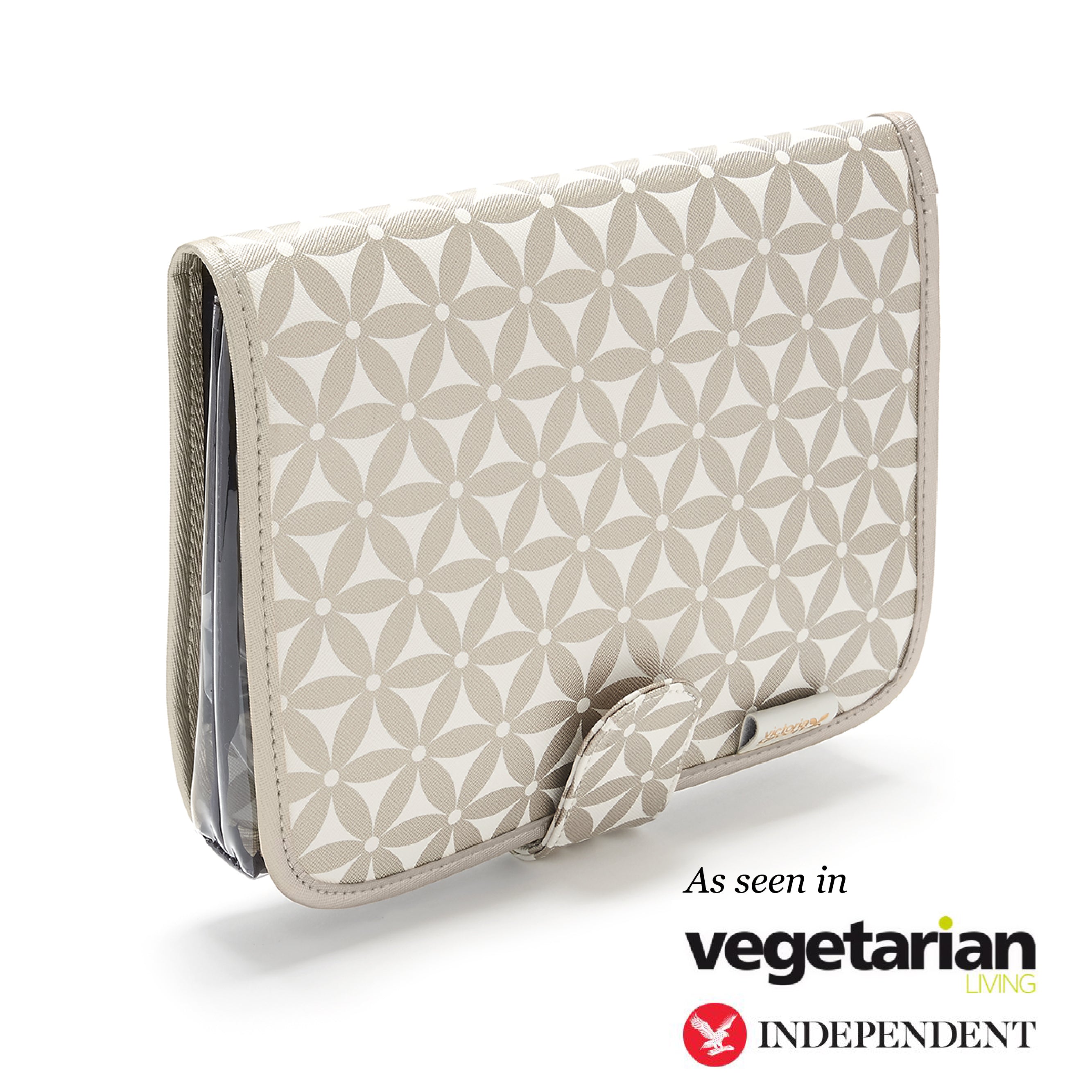 Kate' Hanging Wash Bag in Starflower Gold Victoria Green