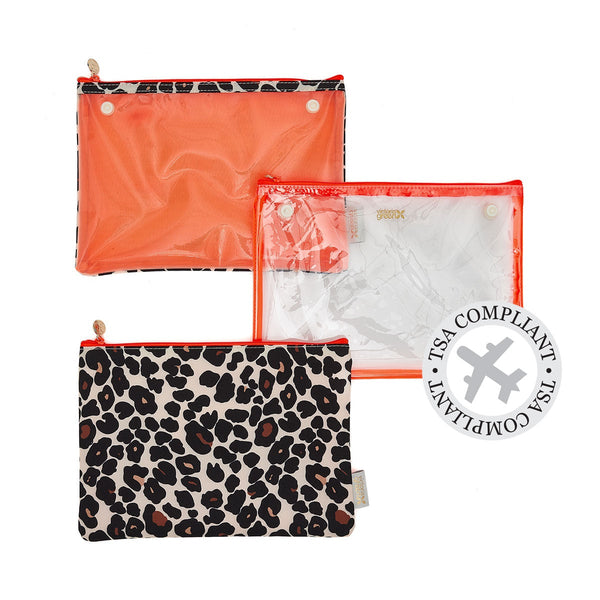 Emma' 3 in 1 Hanging Wash Bag + 'Mia' Makeup Bag Set in Leopard Tan –  Victoria Green