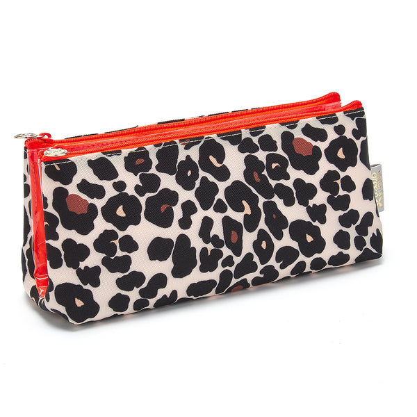 leopard print makeup bag with compartments