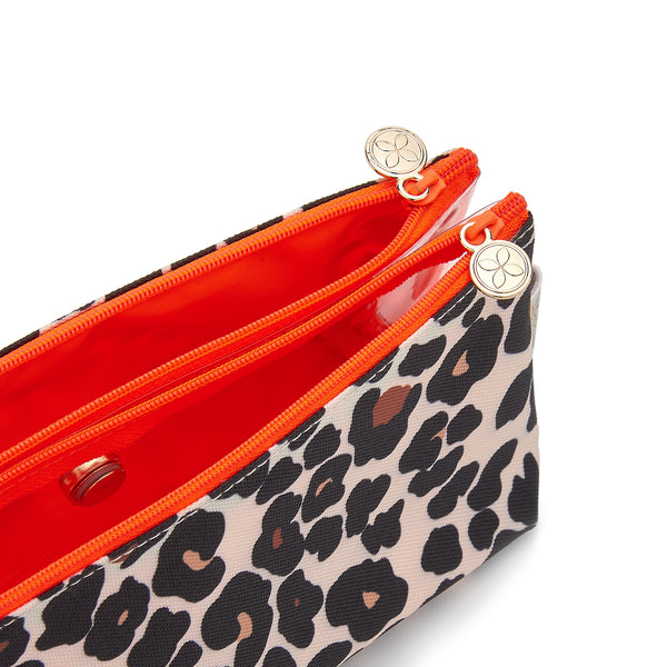 leopard print makeup bag with compartments interior