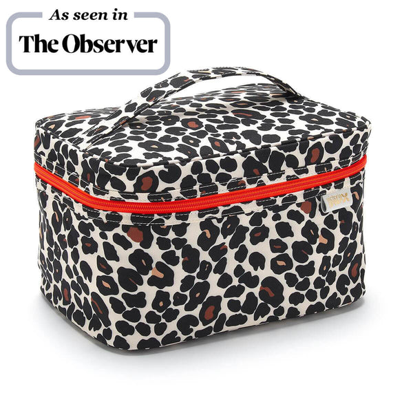 'Edie' Vanity Case in Leopard Tan