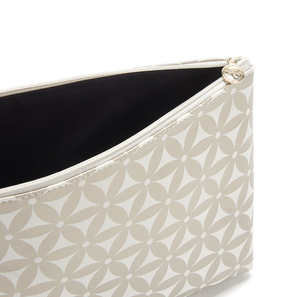 Large makeup bag with zip fastening in gold pattern