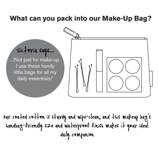 info graphic for makeup bag daisy sage