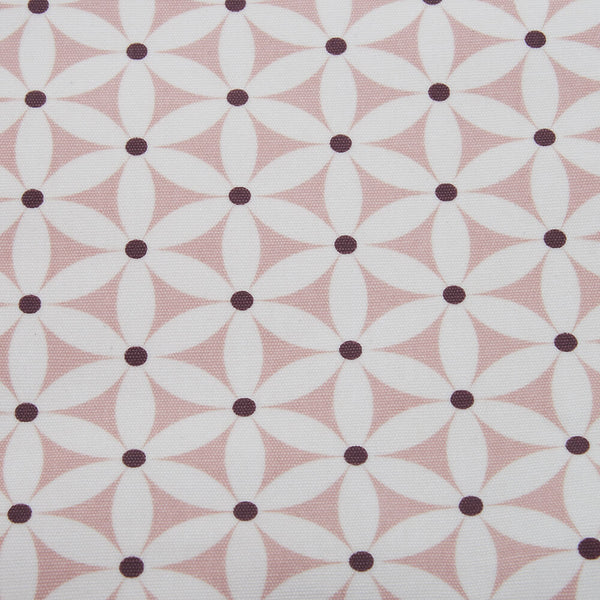 PVC fabric detail of starflower pattern pink