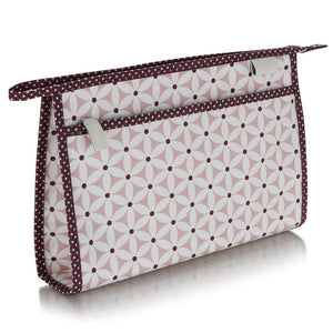 travel wash bag classic in pink starflower print