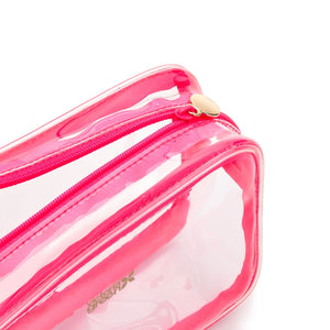 Small Clear Beauty Kit Case - Pink