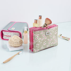 3 piece cosmetic bag fits full size makeup brushes
