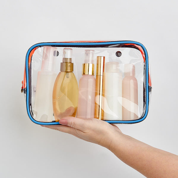 Wash Bag compartment in blue shell print