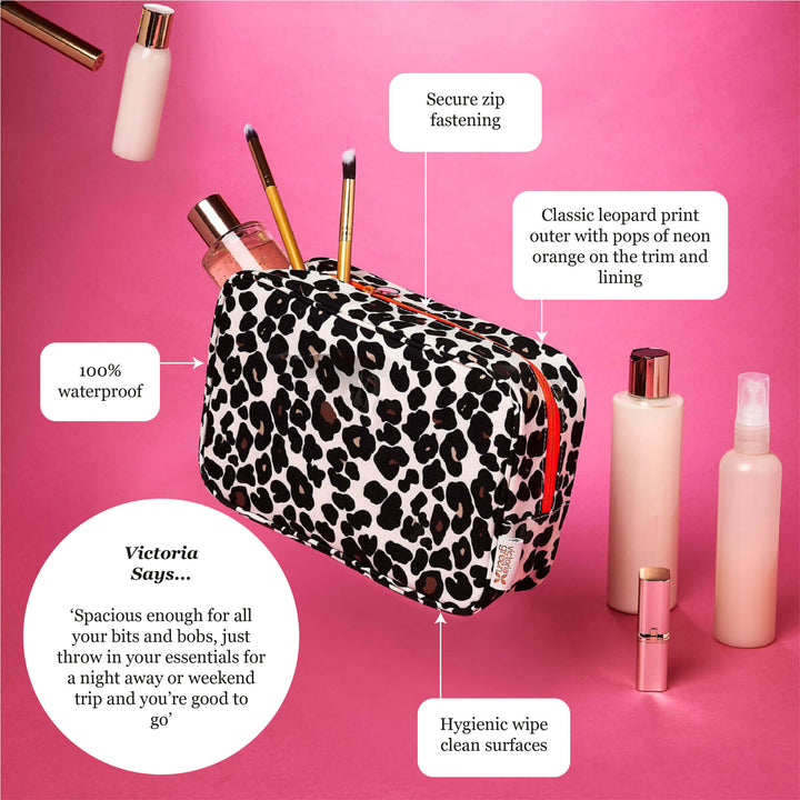 Ladies Wash Bag | Beauty Kit Case in Leopard Tan | VICTORIA GREEN ...