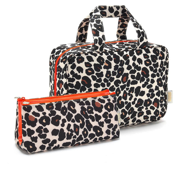 gym wash bag set in leopard print by Victoria Green