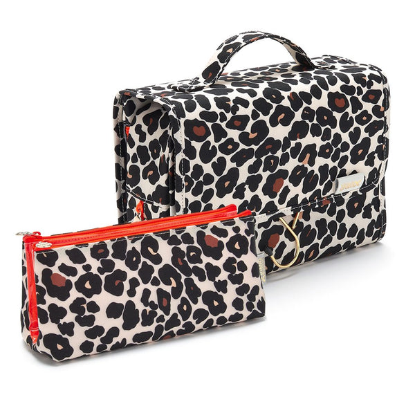 'Emma' 3 in 1 Hanging Wash Bag in Leopard Tan